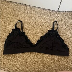 SKIMS Black Lace Trim Bralette